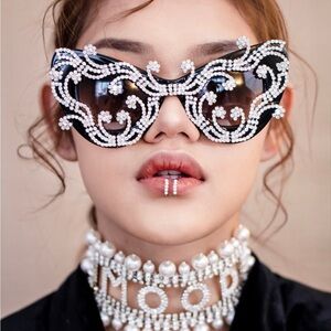 Swarovski Crystal Embellished Statement Sunglasses